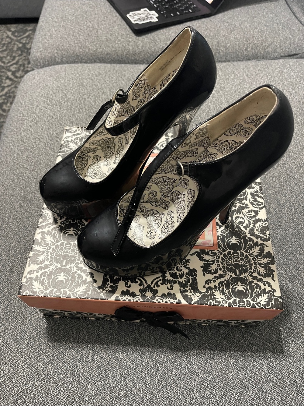 Pleaser Black Patent Mary Jane Platform Heels
